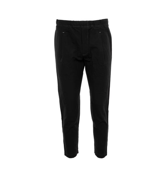 Image 1 of 4 - BLACK - AND WANDER 87 Linen Drawstring Pants featuring elastic waist, side slit pockets, back welt pocket, pleated front and contrast stitching.  