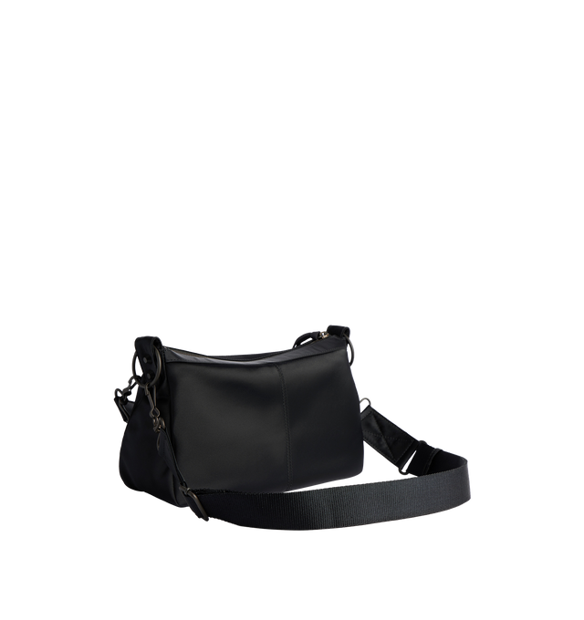 Image 2 of 5 - BLACK - BALENCIAGA Le City Moto Small Bag in black nylon, brass hardware featuring one removable shoulder strap, adjustable and removable strap, crossbody and shoulder carry, zipped closure with knotted nylon puller, front zipped pocket with knotted nylon puller, 1 main compartment, 1 inner zipped pocket and cotton canvas lining. 11" x 7.1" x 4.3". Polyamide, polyester. Made in Italy. 