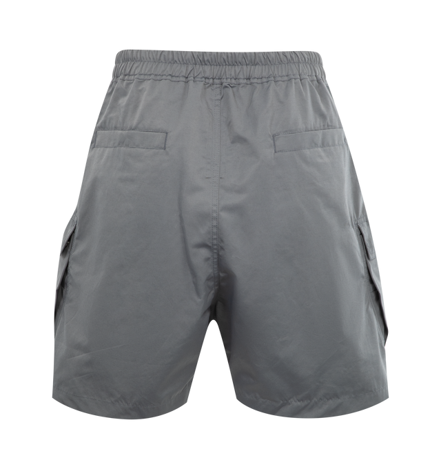 Image 2 of 3 - GREY - DARK SHADOW Cargobela Shorts featuring elongated drawstrings at the waistband, cargo pockets, side slit pockets and pulls on. 53% nylon, 47% cotton. 