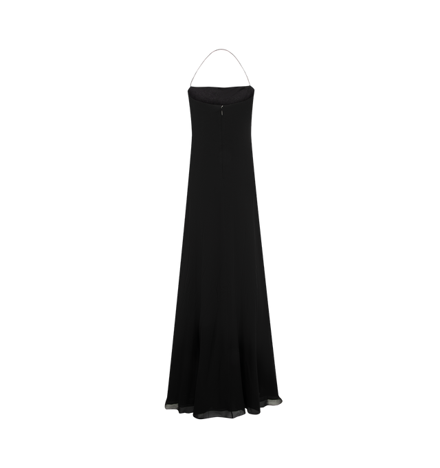 Image 2 of 2 - BLACK - The Row Women's Javier Dress is crafted from lightweight silk georgette and features a bias-cut silhouette with a fitted waist, flared hem, and a squared neckline accented by a slim halter strap. This designer silk dress combines exceptional Italian craftsmanship with an airy, fluid drape, creating an effortlessly elegant silhouette for day-to-evening occasions. Main Material: 100% Silk. Made in Italy. 