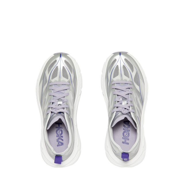 Image 5 of 5 - SILVER - HOKA U Mafate Speed 4 Lite Sneaker featuring ripstop and rubber upper with vibram sole, lace-up front, flat tongue design and padded collar. Imported from Vietnam. 