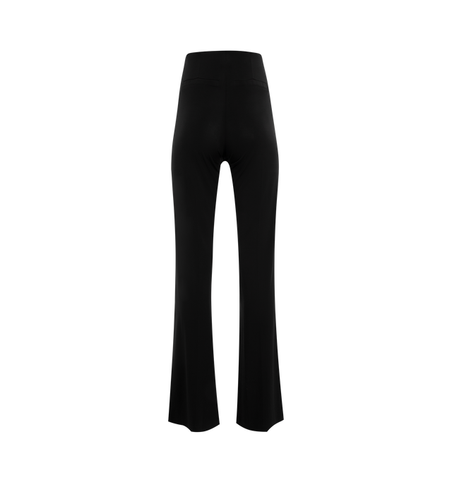 Image 2 of 2 - BLACK - JACQUEMUS Flared Trousers featuring stretch-jersey, exposed-seam detailing, high waist, faux pocket detail, concealed front button, hook and zip fastening, flared hem and full-length. 71% viscose, 21% polyester, 8% elastane. 