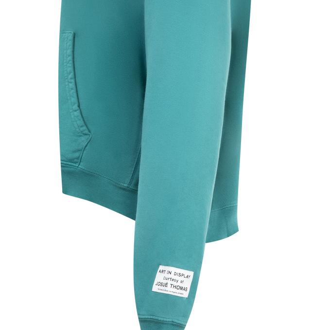 Image 3 of 3 - GREEN - GALLERY DEPT. 90's Full Zip Hoodie featuring concealed zip fastening at front, relaxed fit, hood, long sleeves, brand patch at sleeve, brand print, kangaroo pocket at front and ribbed trims. 100% cotton. Made in USA. 