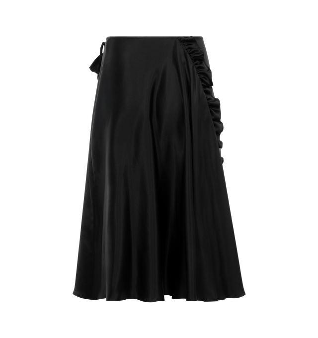 Image 2 of 2 - BLACK - Cecilie Bahnsen Adelina Asymetrical Skirt (Womens) has an A line silhouette that hits just below the knees with ruffle details. 100% silk.  