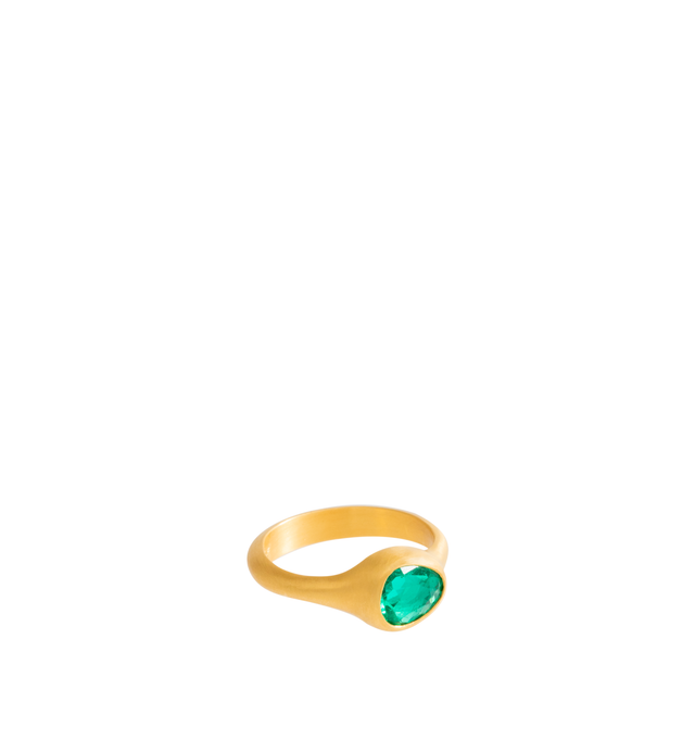 Image 1 of 1 - GOLD - Eli Halili Emerald Ring is handcrafted in 22K gold and features a 1.10-carat emerald with a double rose cut and distinctive amorphic shape, highlighting the gemstone's natural color, organic form, and unique character. Designed with Eli Halili's signature artisanal approach, this fine jewelry ring pairs the vibrant emerald with the warmth and organic beauty of high-karat gold for a timeless, one-of-a-kind aesthetic. Main Material: 22K Gold. Gemstone: 1.10 CT Emerald. Cut: Double Rose C 