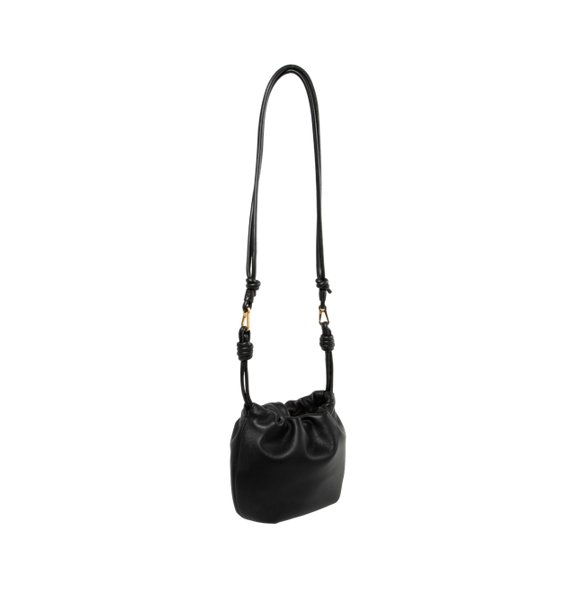 Image 2 of 3 - BLACK - LOEWE Mini Flamenco Purse featuring shoulder, crossbody or hand carry, detachable and adjustable leather strap, detachable donut chain adorned with an Anagram Pebble, discreet magnetic closure, suede lining and gold embossed LOEWE. 6.7 x 9.1 x 2.2 inches. Mellow nappa lambskin. 