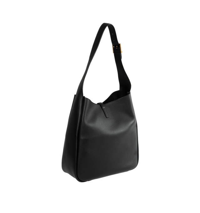 Image 2 of 3 - BLACK - SAINT LAURENT Large Le 5  7 Supple featuring two main compartments, inner zip pocket, adjustable strap, open top with cassandre hook closure and suede lining. 11.8 X 12.2 X 5.1 inches. Handle drop: 11.8 inches. 100% calfskin leather. Made in Italy.  