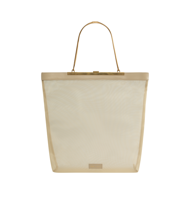 Image 2 of 3 - NEUTRAL - KHAITE Augusta Chain Tote featuring mesh topped by a snake chain, engraved clasp closure, and lambskin trim. Signature patch at base. 13.78 in x 3.94 in x 15.75 in. 70% polyamide, 30% lambskin. 