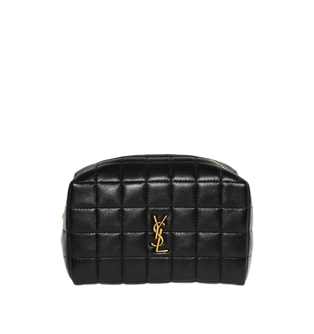 BLACK - SAINT LAURENT Small Cosmetic Pouch featuring quilted overstitching, zip closure, one main compartment and leather lining. 5.9 X 3.3 X 3.3 inches. 70% lambskin, 30% metal. 