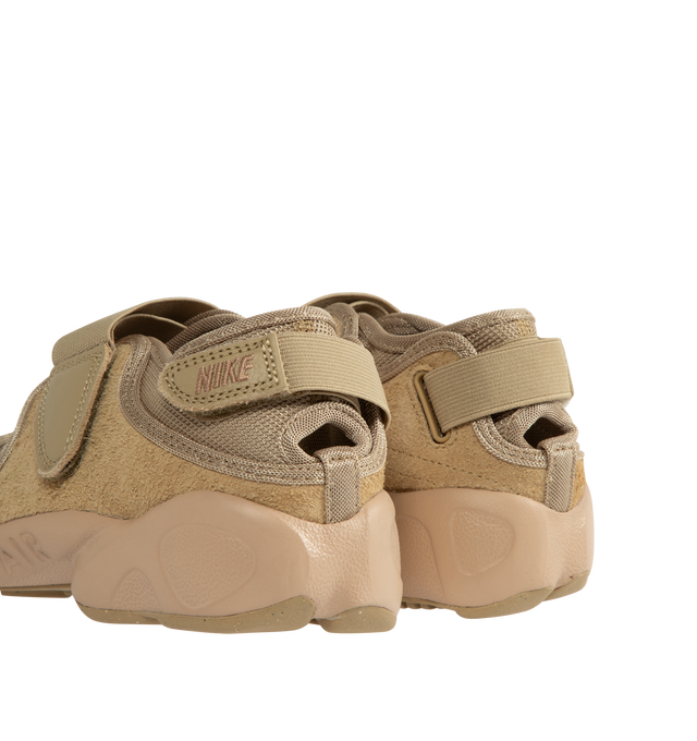 Image 3 of 5 - BROWN - NIKE Air Rift Sneaker featuring soft suede upper with hook-and-loop straps for easy adjusting, split-toe design and a plush foam midsole with Air cushioning in the heel. 