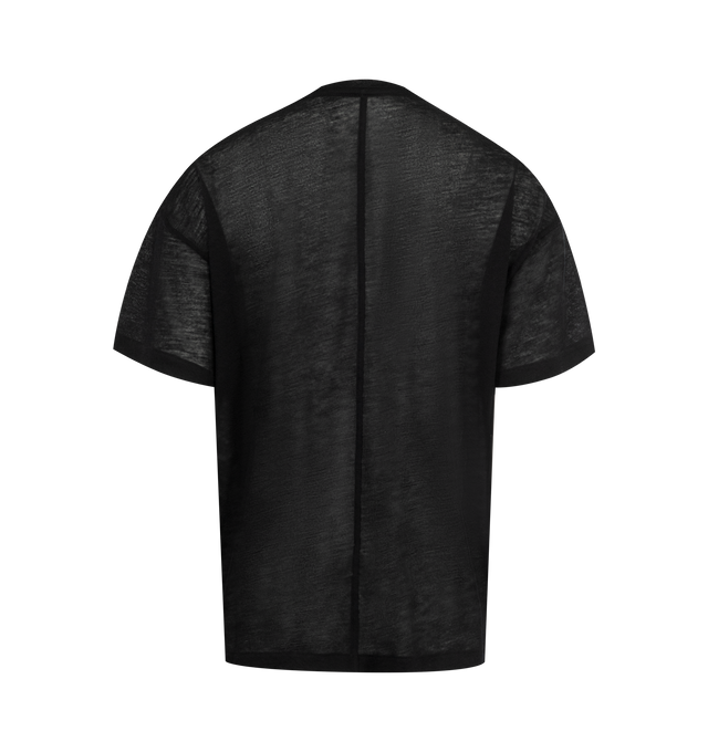 Image 2 of 2 - BLACK - THE ROW Lila Top in Cashmere featuring relaxed fit, short-sleeves, ribbed crewneck and signature center back detail. 100% cashmere. Made in Italy. 