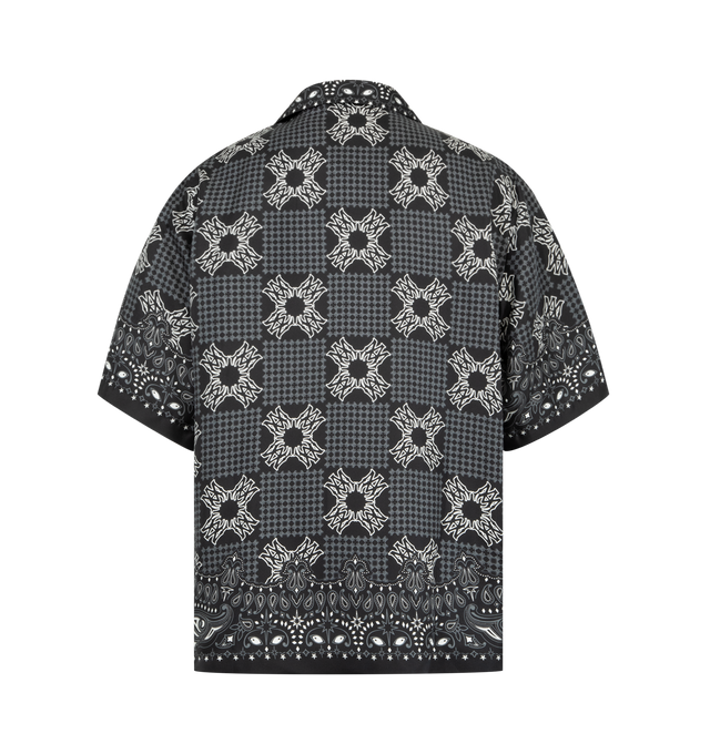 Image 2 of 2 - BLACK - Amiri Mens MA Check Camp Shirt is crafted from silk. Features a notched collar, button-front closure, and all-over MA Check print combining the signature bandana motif with the MA Quad monogram. Main Material: 100% Silk. Made in Turkey. 