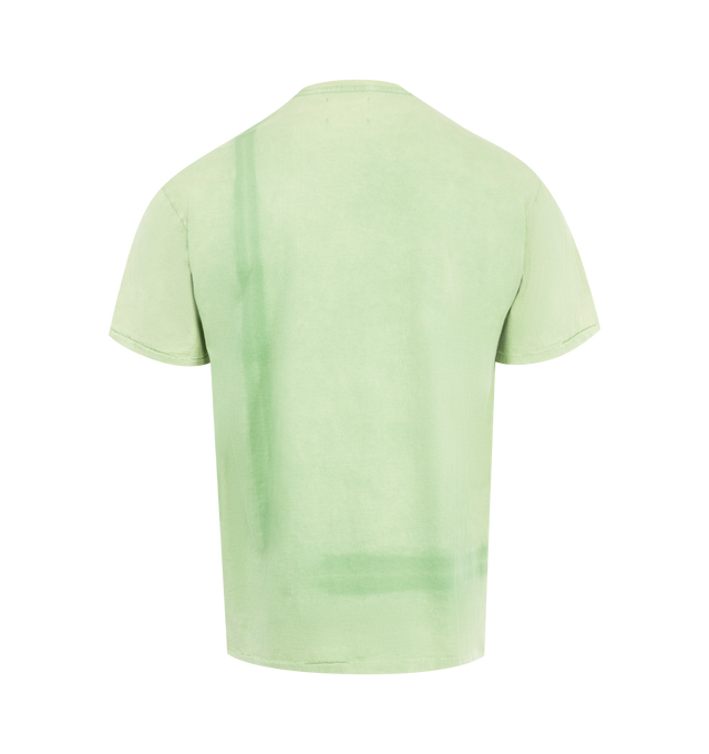 Image 2 of 2 - GREEN - GALLERY DEPT. Vintage Logo Tee featuring boxy fit with understated ribbed accents at the neckline and cuffs, faded screen-printed logo on both front and back along with paint splatter. 100% cotton. 