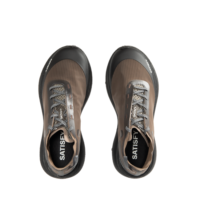 Image 5 of 5 - BROWN - SATISFY The Rocker Sneaker featuring Rippy  66 mesh upper with Vibram rubber sole, asymmetrical lace-up front, Cushioned Euforia  Super Foam footbed, TuneLug  outsole for enhanced grip, control, and edge hold on technical descents, Rippy  66 monomesh for strength, durability, breathability, and resilience, notched, textured laces and back pull tab. 