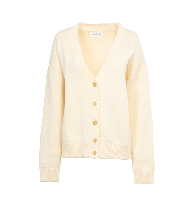 Image 1 of 3 - WHITE - ARMARIUM Ivan Knitted Cardigan featuring long sleeves, v-neck and button front closure. 100% cotton.  