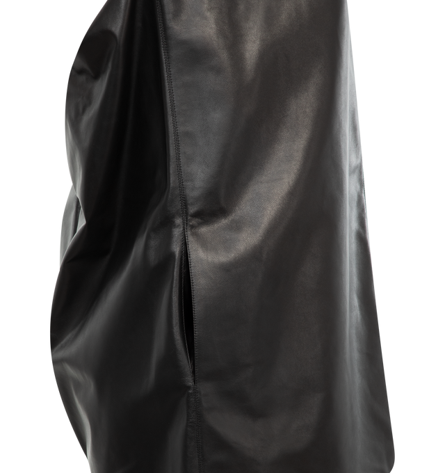 Image 3 of 3 - BLACK - ALAIA Nuisette Dress featuring a-line silhouette, scoop neckline, open back, spaghetti straps with embellished eyelets, mini length and made from glossy leather. 100% lambskin. Lining: 100% cupro. Made in Italy. 