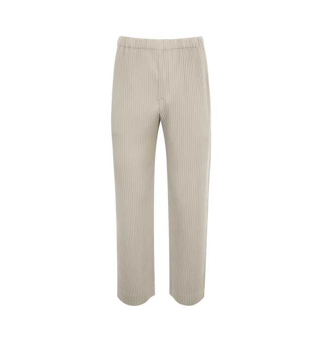 Image 1 of 3 - NEUTRAL - ISSEY MIYAKE Pleated Straight-Leg Pants featuring elasticized waist, side slip pockets, full length and relaxed fit through straight legs. 100% polyester.  