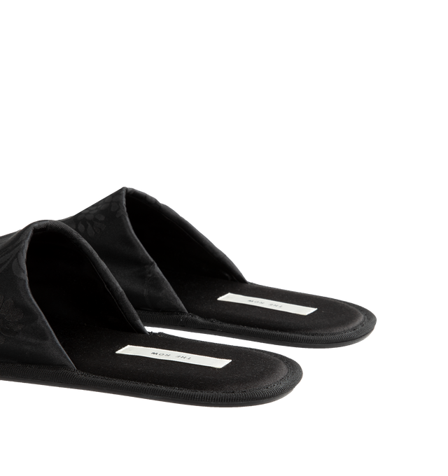 Image 3 of 4 - BLACK - THE ROW Frances Slipper Open Toe featuring slip-on styling, goat leather lining, silk/viscose upper with cow leather sole. Made in Italy.  