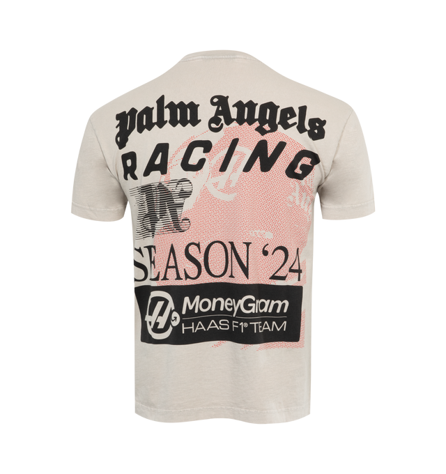 Image 2 of 2 - GREY - Palm Angels and MoneyGram Haas F1 Team have collaborated to create a capsule of sportswear staples to commemorate the Monza 2023 racing weekend. From the lineup, this cotton T-shirt is emblazoned with a racing graphic at the back complete with a slogan print and the label's logo. Cotton 100%. Made in Italy. 