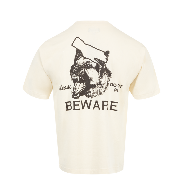 Image 2 of 2 - WHITE - Market 100% cotton crewneck Tee-shirt with Beware sign motif printed at the chest. 