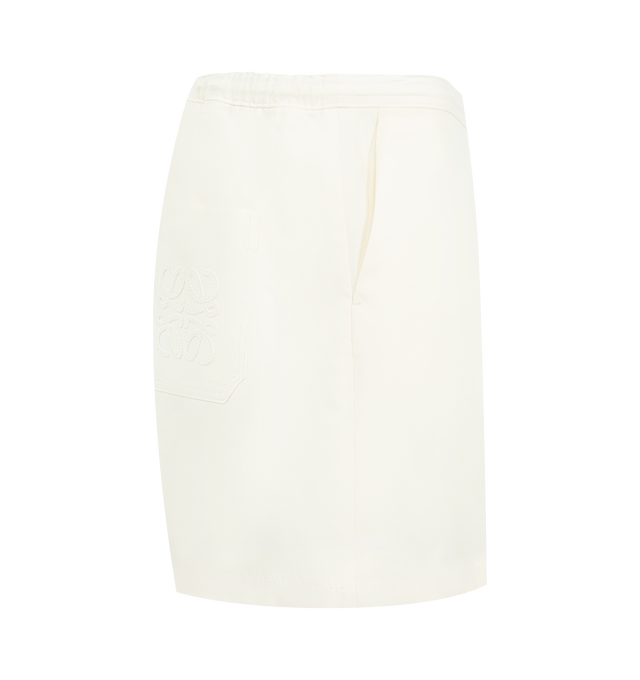 Image 3 of 3 - WHITE - LOEWE PAULA'S IBIZA Shorts in lightweight textured fluid lyocell, regular fit, short length, mid waist, elasticated waist with drawstring, slash pockets, rear patch pocket and anagram crafty embroidery placed on the rear pocket. Lyocell. Made in Italy. 