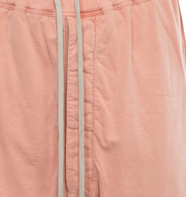 Image 3 of 3 - PINK - DRKSHDW Drawstring Shorts featuring mid-rise, elasticated drawstring waistband, concealed front button fastening, drop crotch, two side slit pockets, two rear flap pockets, straight leg, raw-cut hem and below-knee length. 100% cotton. 