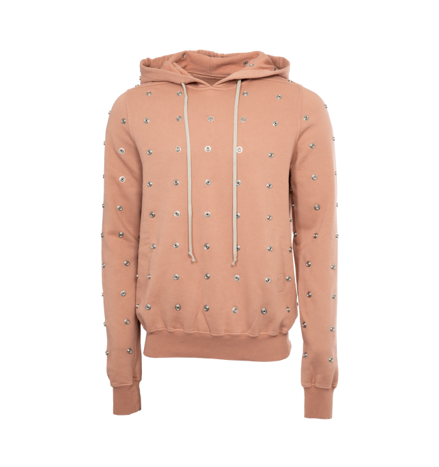 Image 1 of 3 - PINK - DARK SHADOW Granbury Hoodie featuring drawstring hood, ribbed cuffs and hems and studded throughout. 100% cotton.  