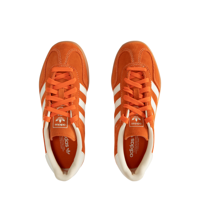 Image 5 of 5 - ORANGE - Adidas Gazelle Indoor Sneakers are a lace-up style with suede uppers and gum outsoles. Textile linings. Unisex style in men's sizes. 