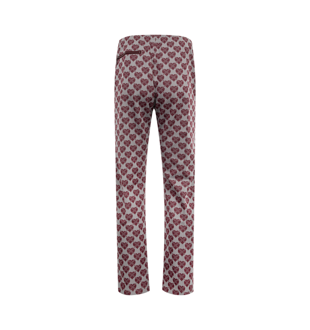 Image 2 of 3 - RED - Needles Jacquard Heart Track Pants are a pull-on style with an internal drawstring, side zip pockets, a rear zipper pocket, and an embroidered brand butterfly. 100% polyester. Made in Japan.  