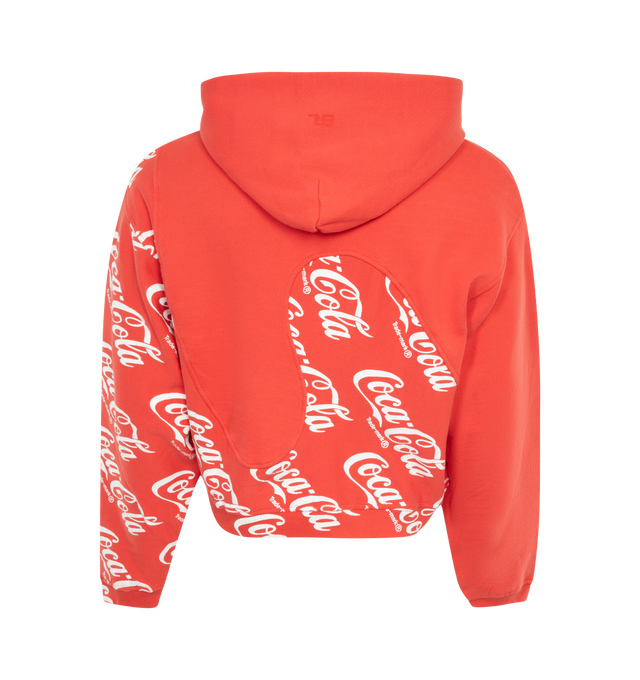 Image 2 of 2 - RED - ERL Swirl Hoodie featuring french terry, logo graphic pattern printed throughout, paneled construction, rib knit hem and cuffs, dropped shoulders and dolman sleeves. 100% cotton. Made in Turkey. 