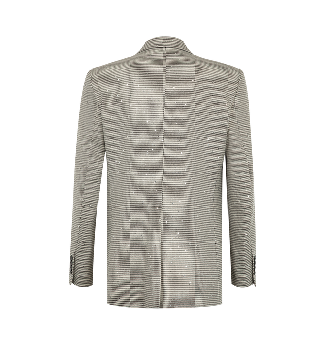 Image 2 of 2 - MULTI - Amiri Men's Double-Breasted Peak Lapel Sequin Jacket is crafted from a textured polyester blend with metallic fibers and features a double-breasted silhouette, peak lapels, and allover sequin embellishments. This designer tailored jacket combines statement-making glamour with refined Italian craftsmanship for elevated evening wear. Main Material: 66% Polyester, 33% Viscose, 2% Metallic Fiber, 2% Elastane. Made in Italy. 