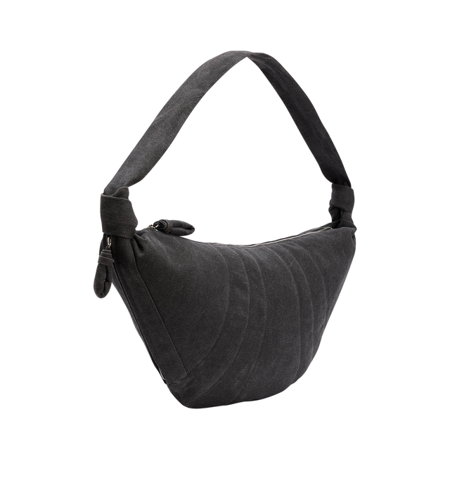 Image 2 of 3 - BLACK - LEMAIRE XL Croissant Bag featuring top zip fastening, single shoulder strap, main compartment and internal slip pocket. 11.81 in x 24.8 in. 85% cotton, 15% polyester. Lining: 100% cotton. 