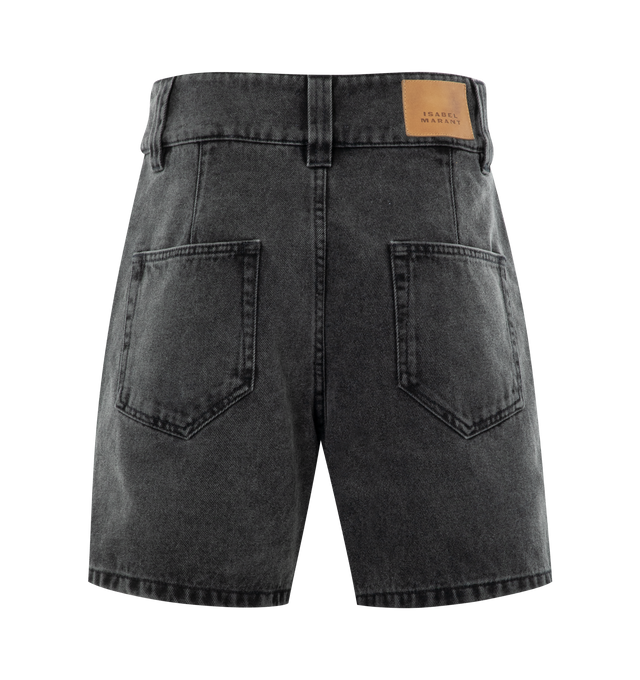 Image 2 of 3 - GREY - ISABEL MARANT Candice Denim Shorts featuring wide-leg, nonstretch denim, zip fly with button closure, front zip pockets and back zip pockets. 100% cotton. 