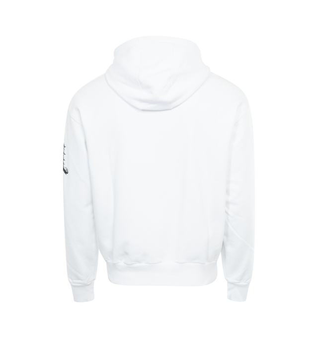 Image 2 of 3 - WHITE - GIVENCHY Boxy Fit Hoodie featuring drawstring at hood, graphic at chest, kangaroo pocket, rib knit hem and cuffs and logo patch at back. 100% cotton. Made in Portugal. 