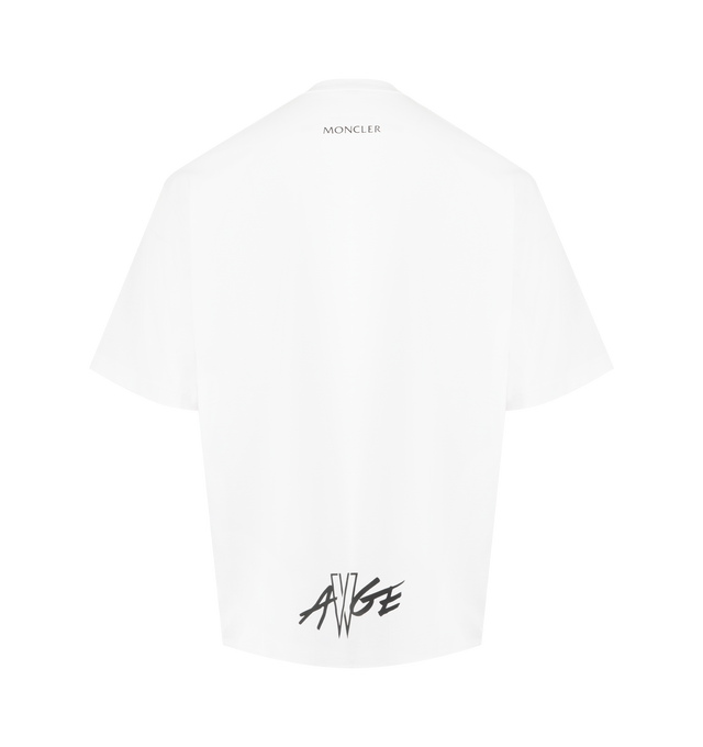 Image 2 of 3 - BLACK - Moncler x A$AP Rocky Cotton T-Shirt featuring cotton jersey, crew neck, short sleeves, printed pattern, logo patch and oversized fit. 100% cotton. 