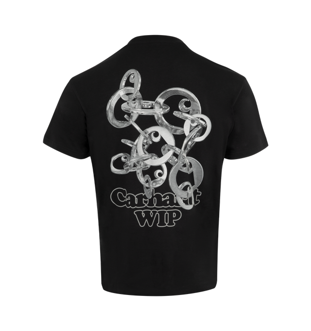 Image 2 of 2 - BLACK - Carhartt WIP Linked Charms T-Shirt has a crew neck, graphic prints at the front and back, a loose fit, and short sleeves. 100% cotton.  