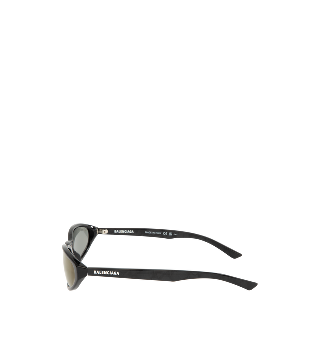 Image 2 of 3 - BLACK - BALENCIAGA Neo Round Sunglasses featuring recycled acetate, round shape, standard fit, Balenciaga logo engraved and enameled on the left temple and lasered logo on the right lens. Lens material: nylon. 100% UVA/UVB protection. Acetate. Made in Italy 