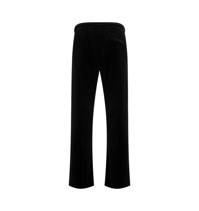 Image 2 of 3 - BLACK - CASABLANCA Velour Track Pants featuring straight-leg, elasticated waistband, drawstring fastening, pin-tuck seams down the front, piping details down the sides, in-seam side pockets, a back welt pocket with zip closure, signature interlocking CC logo and the Casablanca logo. 73% cotton, 16% polyester, 10% recycled polyester, 1% elastane. Made in Portugal. 