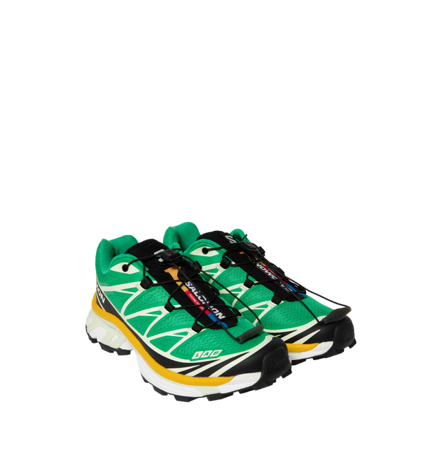 Image 2 of 5 - GREEN - SALOMON XT-6 Sneaker featuuring round toe, lace-up style with Quicklace, mesh/textile upper and lining and rubber sole. 