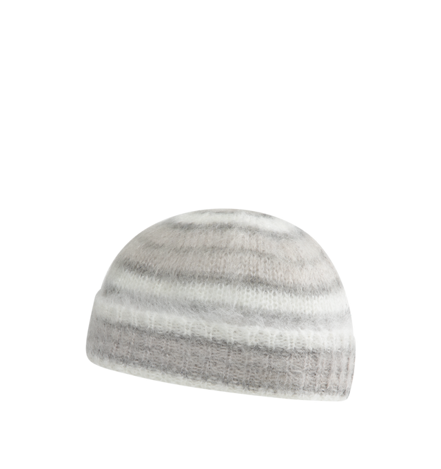 Image 2 of 2 - GREY - MARNI Striped Beanie featuring stripe pattern throughout and folded brim. Mohair/polyamide. 