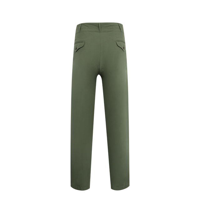 Image 2 of 3 - GREEN - Engineered Garments Ripstop Gurkha Pants are a high-waisted style with a loose silhouette, side pockets, a flap pocket on the leg, drawcords at the ankles, and 2 back flap pockets. 100% cotton. Made in USA.  