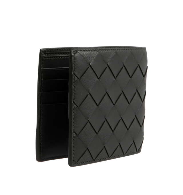 Image 2 of 3 - GREEN - Bottega Veneta Partafoglio Intrecciato Bi-Fold Wallet has 8 card slots, 2 bill compartments, and 2 additional pockets. 3.7 H X 4.3 W X 0.4 D inches. 100% calfskin. Made in Italy.  