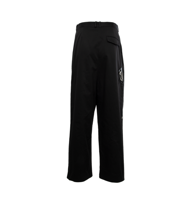 Image 2 of 4 - BLACK - LOEWE Low Crotch Trousers featuring relaxed fit, long length, mid waist, loose leg, low crotch silhouette, pleats at the front, belt loops, concealed zip fly, seam pockets, rear flap pocket and LOEWE engraved buckle and leather patch placed at the back. 100% cotton. Made in Italy. 