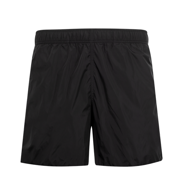 Image 1 of 3 - BLACK - BODE Nylon Track Shorts featuring lightweight nylon with a "Bode" embroidery near the front hem, side pockets, one back welt pocket and elastic waist. 100% polyamide. Made in India. 