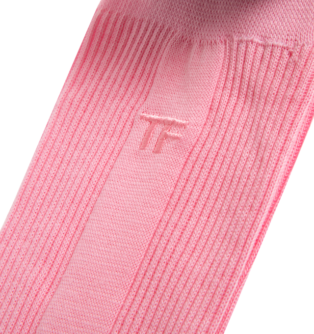 Image 2 of 2 - PINK - TOM FORD Ribbed Cotton Crew Socks featuring ribbed knit, banded cuff to prevent slipping and logo. Cotton. Made in Italy. 