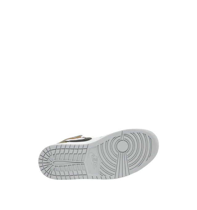 Image 4 of 5 - GREY - Men's Air Jordan 1 Mid SE Sneaker featuring full-court style, Air-Sole unit, padded collar, premium leather and synthetic upper and rubber outsole. 