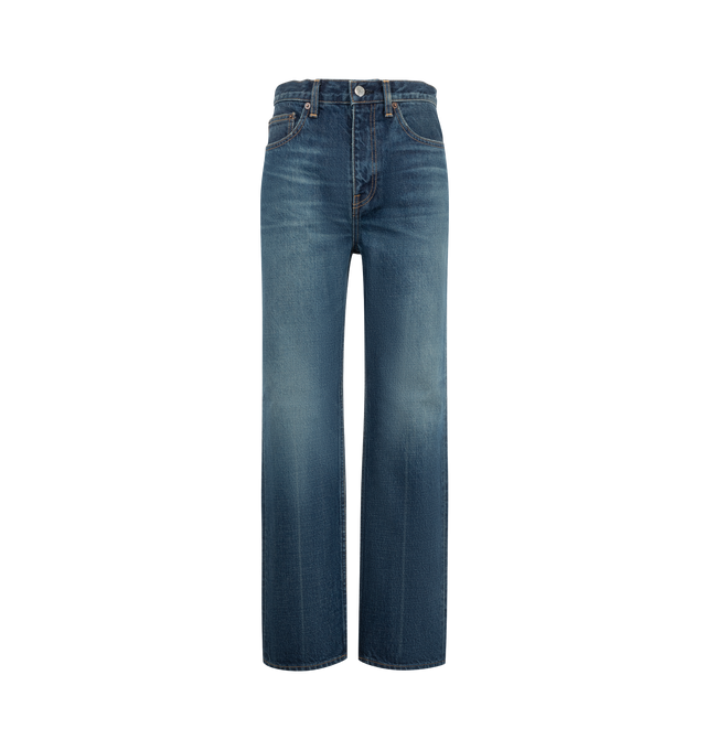Image 1 of 3 - BLUE - Toteme Women's Classic Slim Full Length Jeans are crafted from Japanese denim and feature a slim-leg silhouette inspired by the brand's Classic Full Length style.  Main Material: 100% Cotton. Made in Japan. 