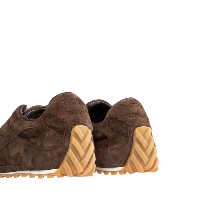 Image 3 of 5 - BROWN - BOTTEGA VENETA Orbit Flash Sneaker featuring low-top, lace-up closure, soft suede upper and rubber sole. Calfskin. Lining: lambskin. Made in Italy. 