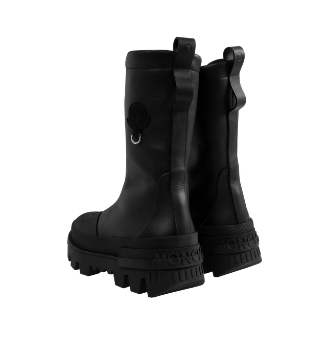 Image 3 of 4 - BLACK - Moncler Genius X Willow Smith Salix Boots are a slip-on style with elastic inserts, leather and rubberized leather uppers, mesh insoles, and rubber lug soles with PU inserts.  