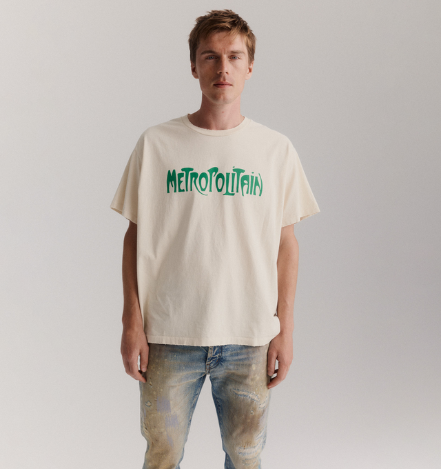 Image 2 of 3 - WHITE - GALLERY DEPT. Self Title Tee featuring relaxed fit, short sleeves, crew neck and front and back graphic. 100% cotton. Made in USA. 